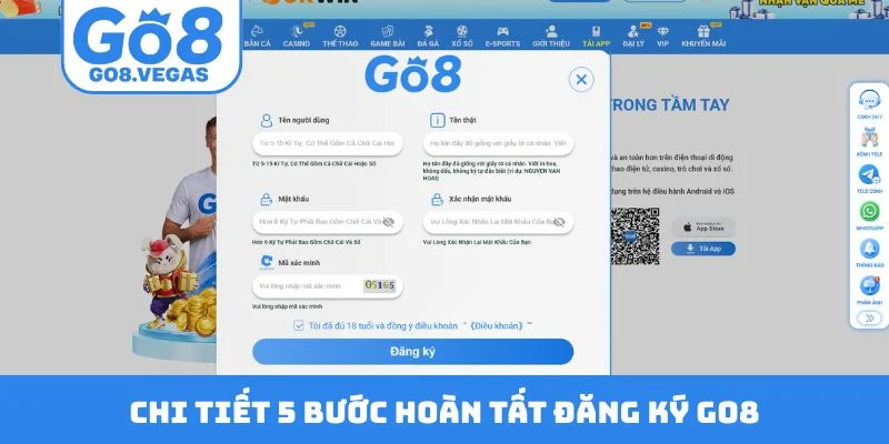 Chi tiết 5 bước hoàn tất đăng ký GO8 Chi tiết 5 bước hoàn tất đăng ký GO8