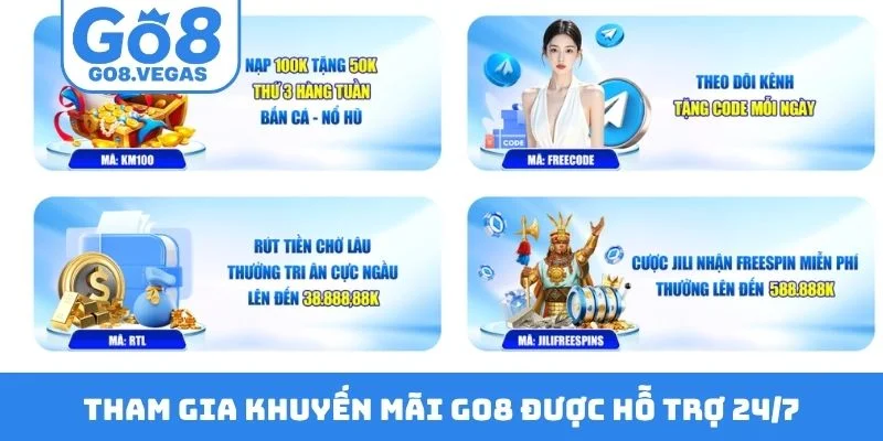 Tham gia khuyến mãi GO8 được hỗ trợ 24/7